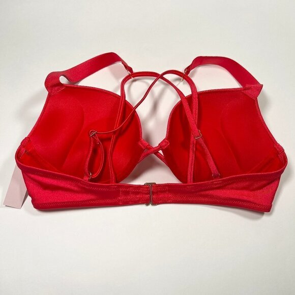 Victoria Secret 38D XL Bombshell Push Up Top Cheeky Bikini Set Shine Strap Pink - Picture 10 of 13